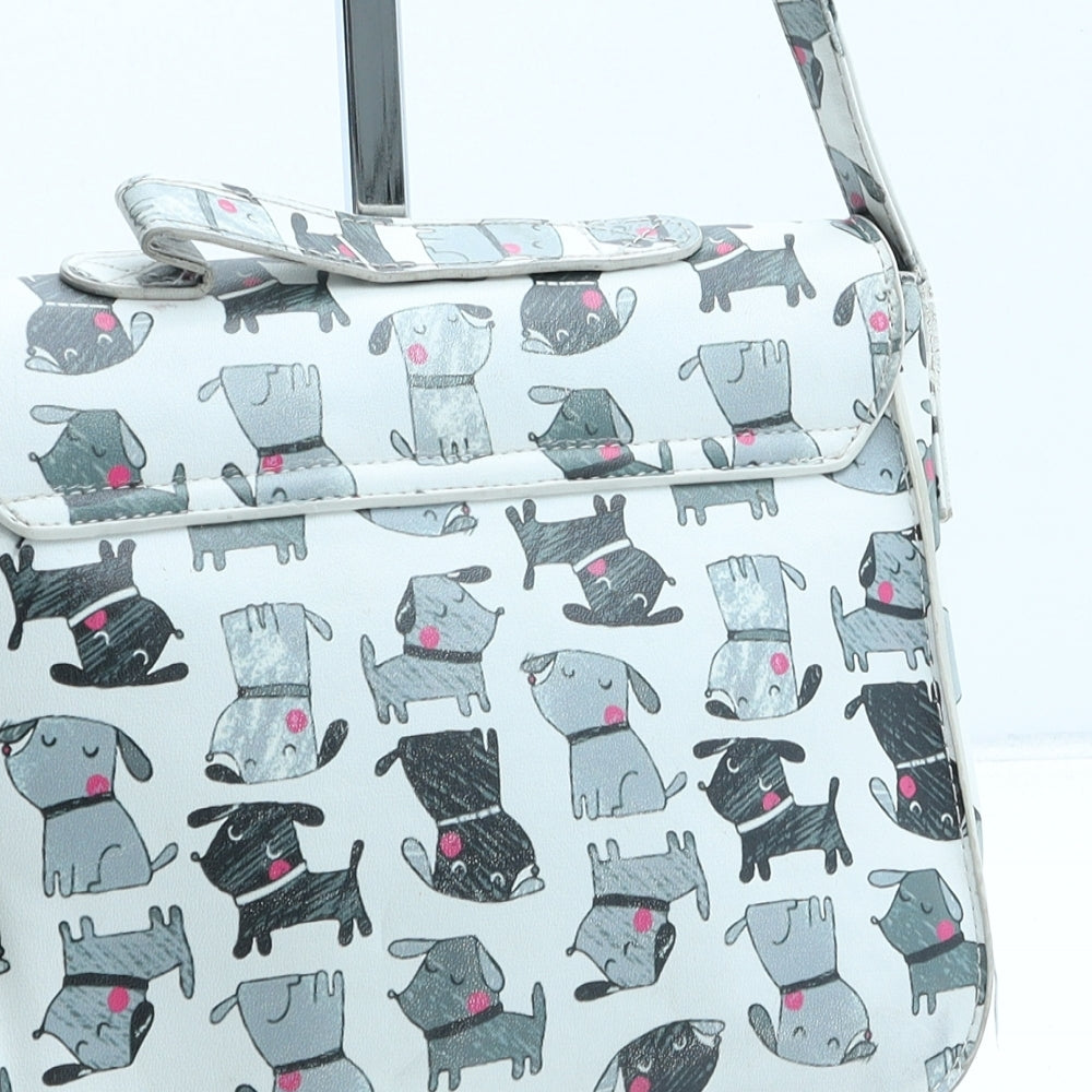 George Womens White Geometric Polyurethane Crossbody Size Small - Dog