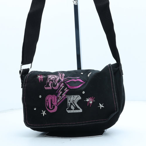 Preworn Girls Black Polyester Crossbody Size Small Hook & Loop