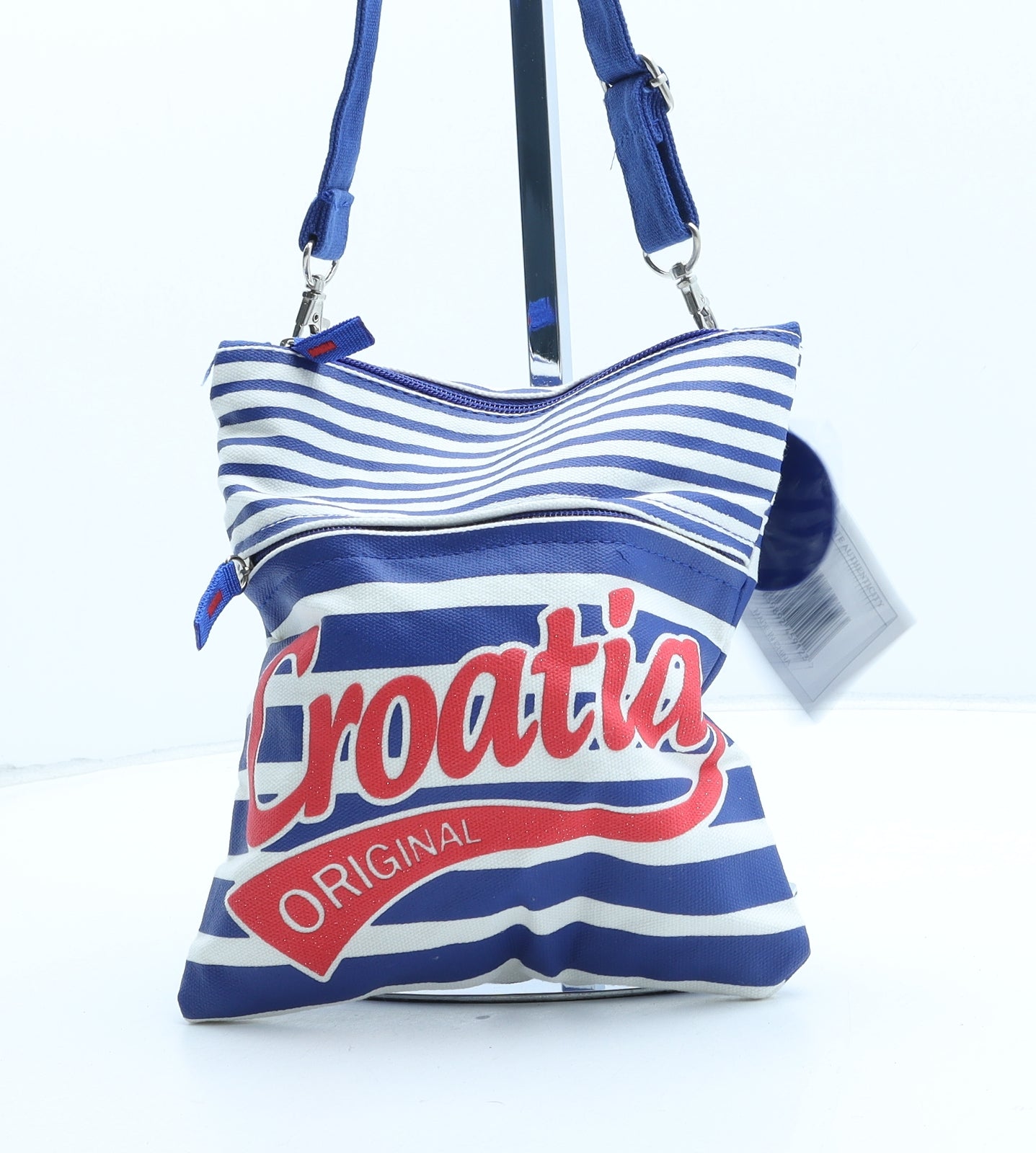 Robin Ruth Womens Blue Striped Polyester Tote Size Small