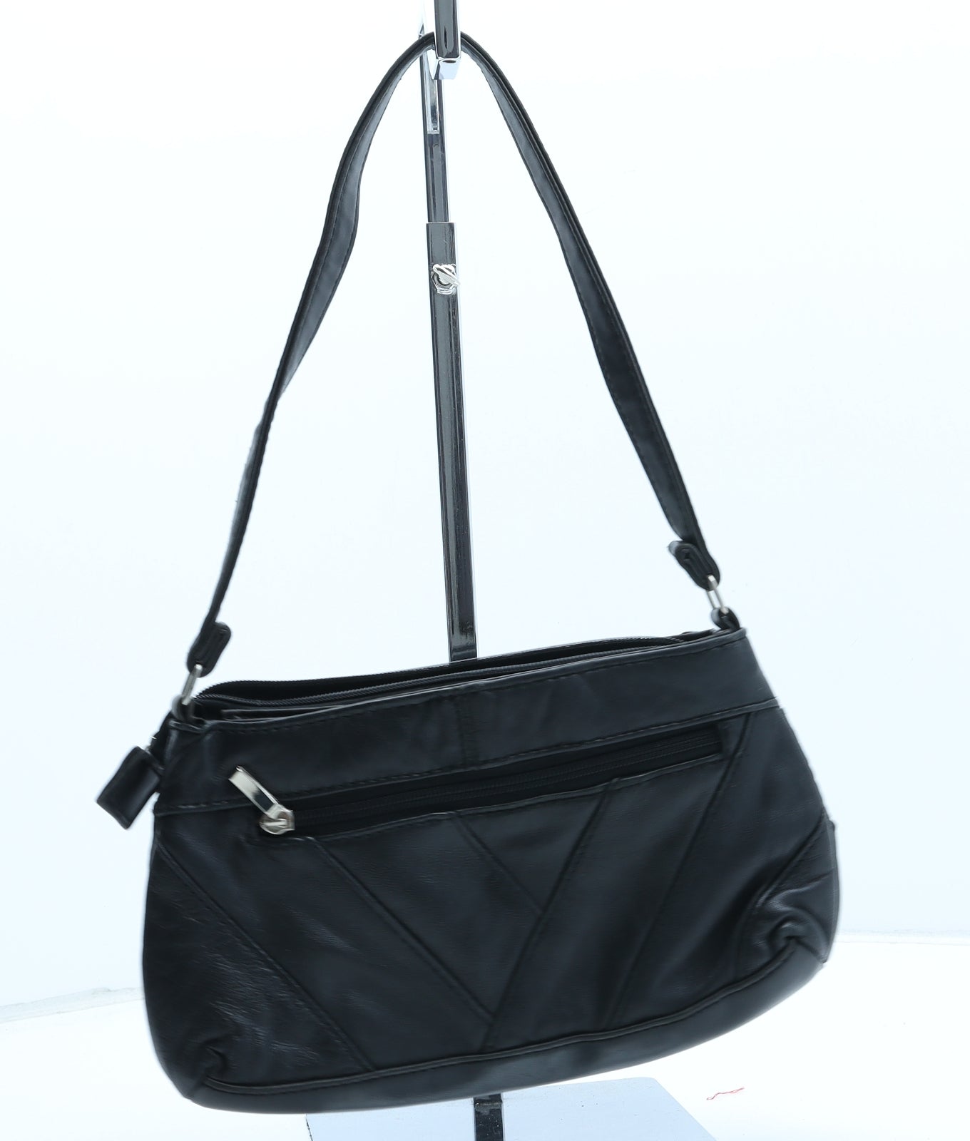 Preworn Womens Black Polyurethane Top Handle Bag Size Small