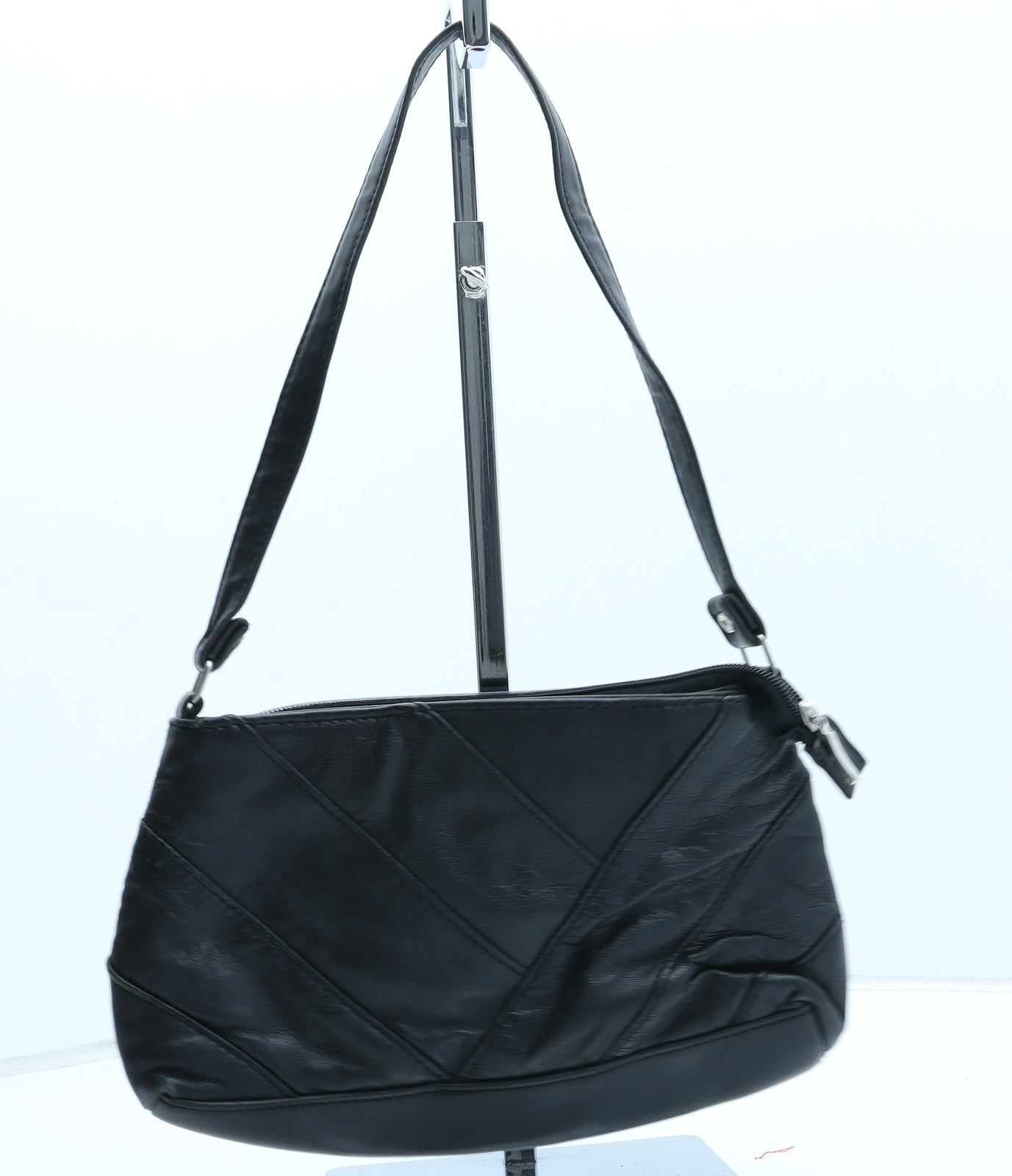 Preworn Womens Black Polyurethane Top Handle Bag Size Small
