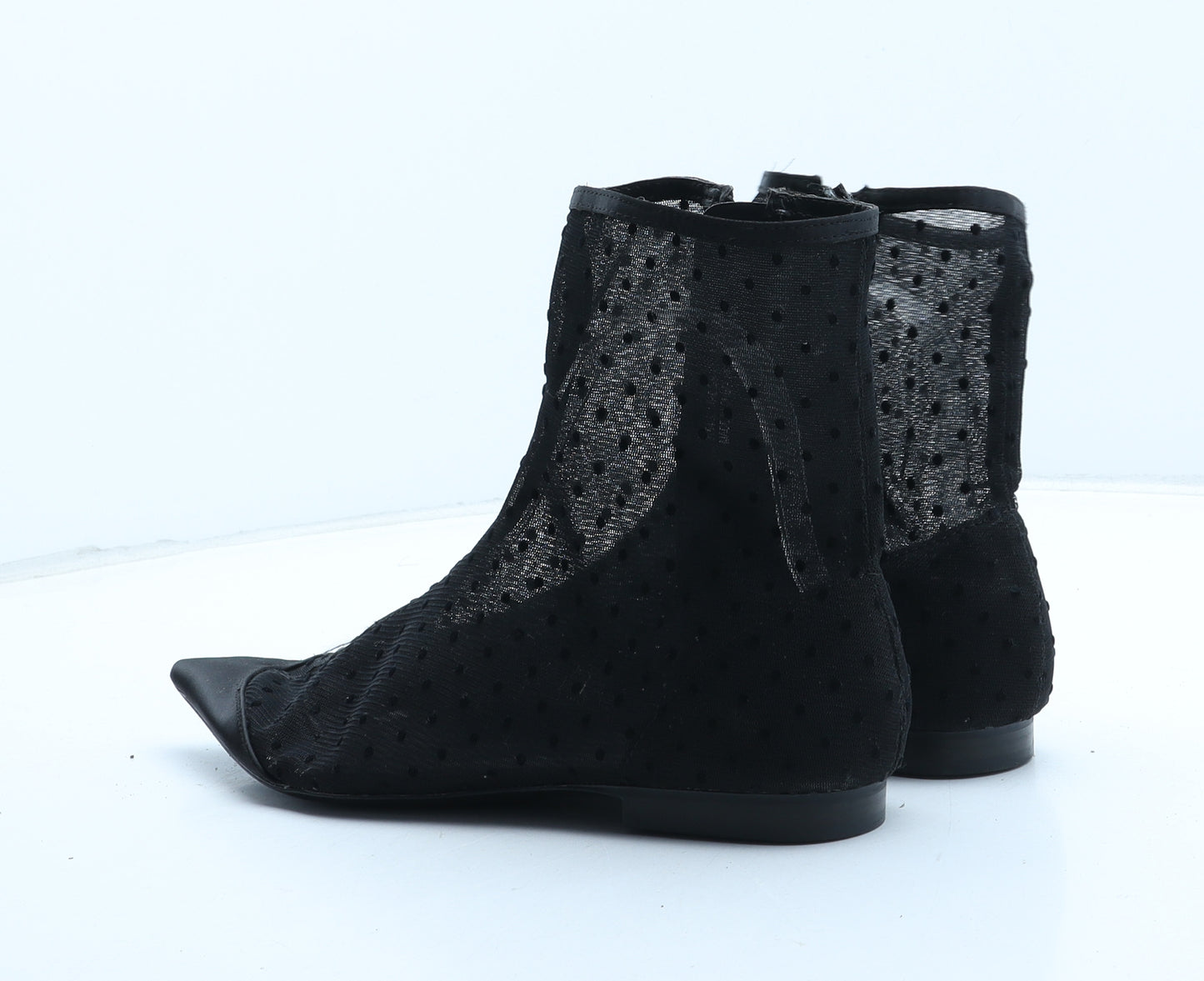 Zara Womens Black Polka Dot Polyester Bootie Boot UK 4 37