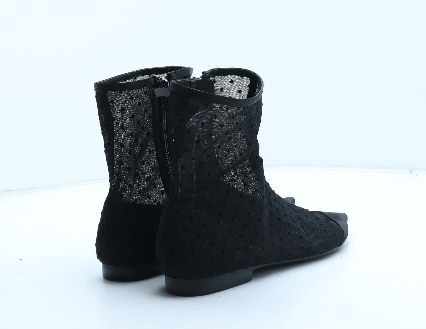 Zara Womens Black Polka Dot Polyester Bootie Boot UK 4 37