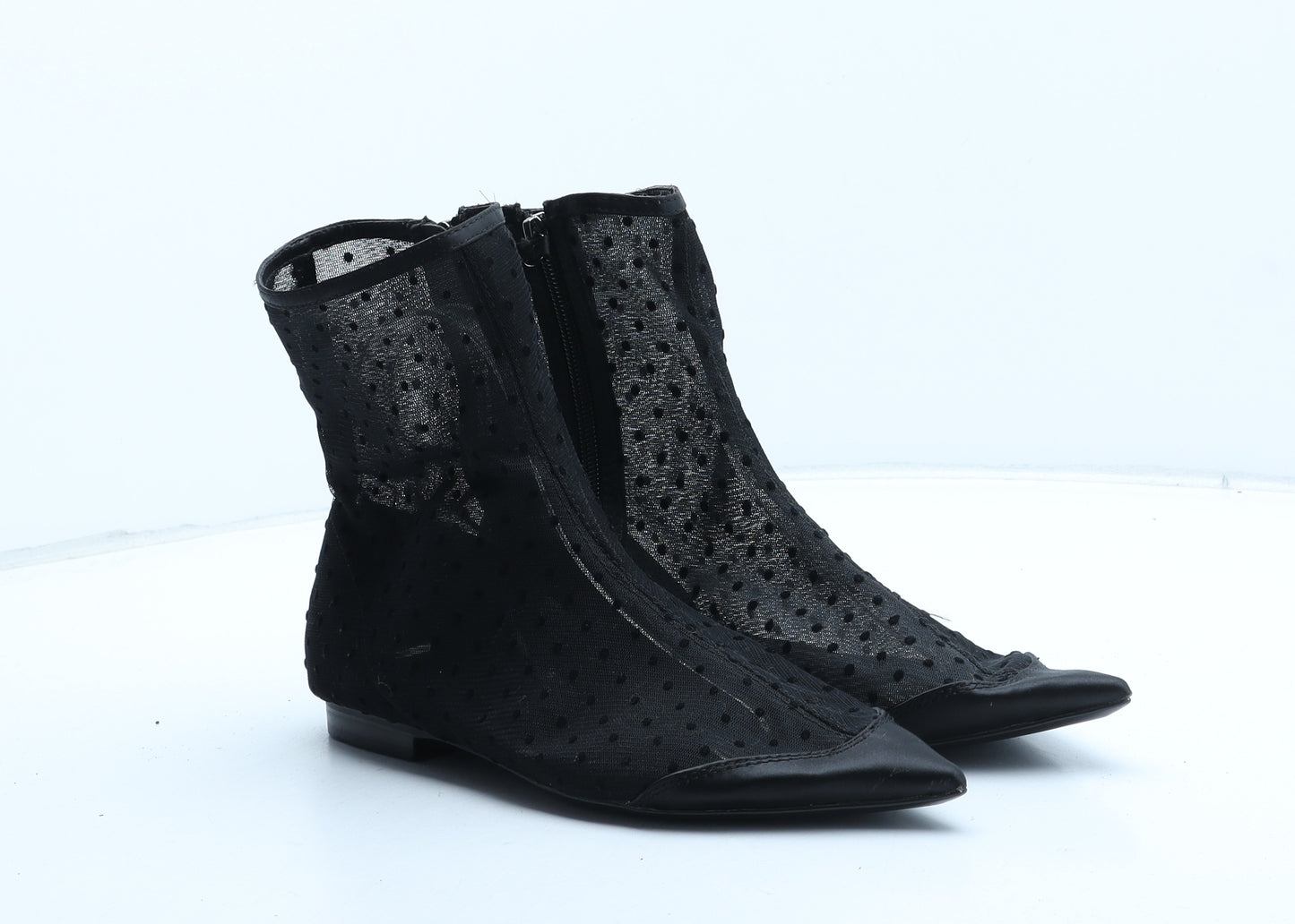 Zara Womens Black Polka Dot Polyester Bootie Boot UK 4 37