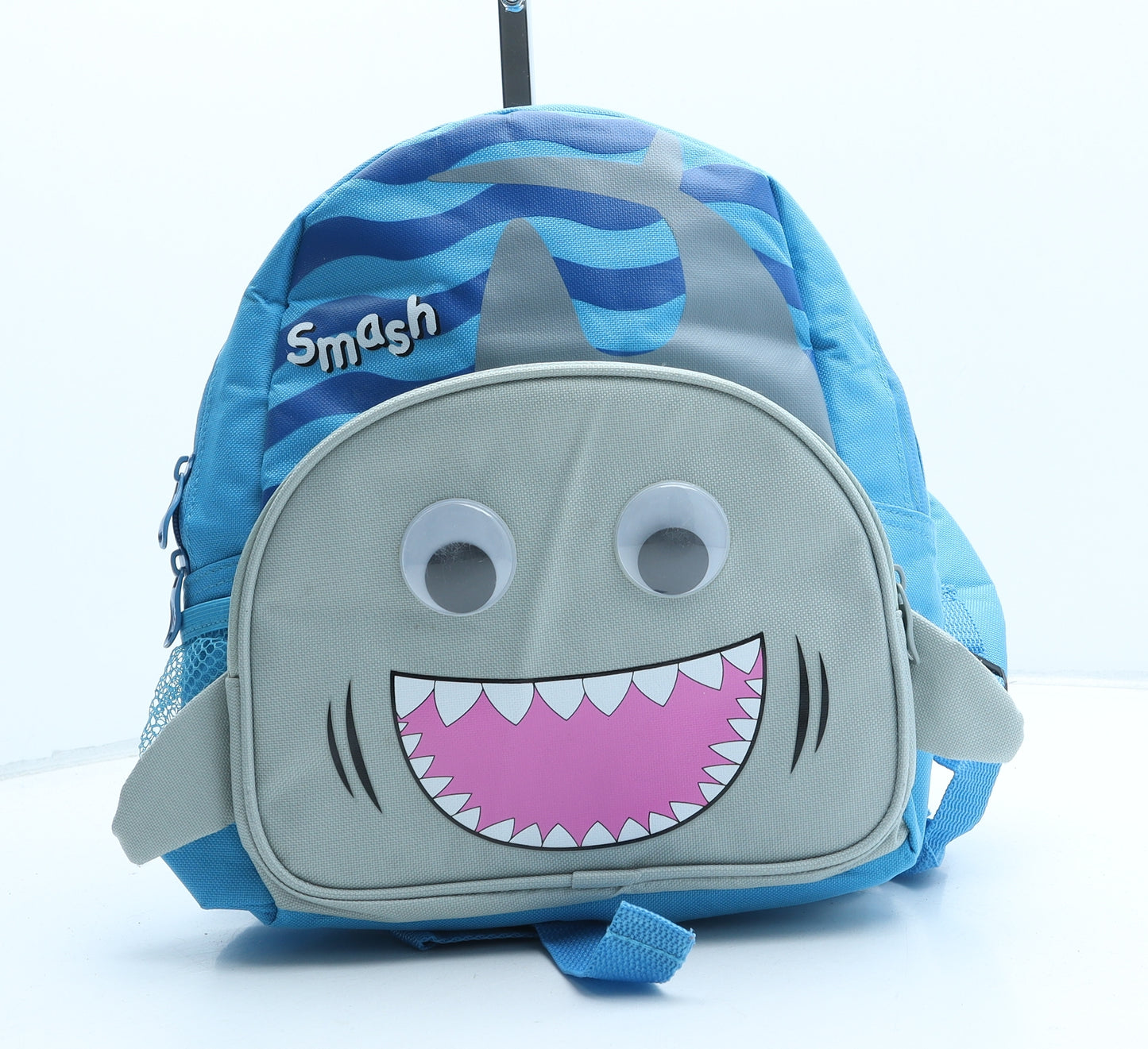 Blue IQ Boys Blue Polyester Backpack Size Medium Zip - Shark