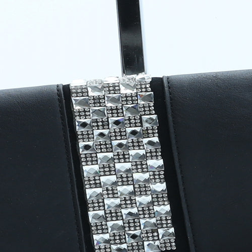 Prewron Womens Black Polyurethane Clutch Size Small