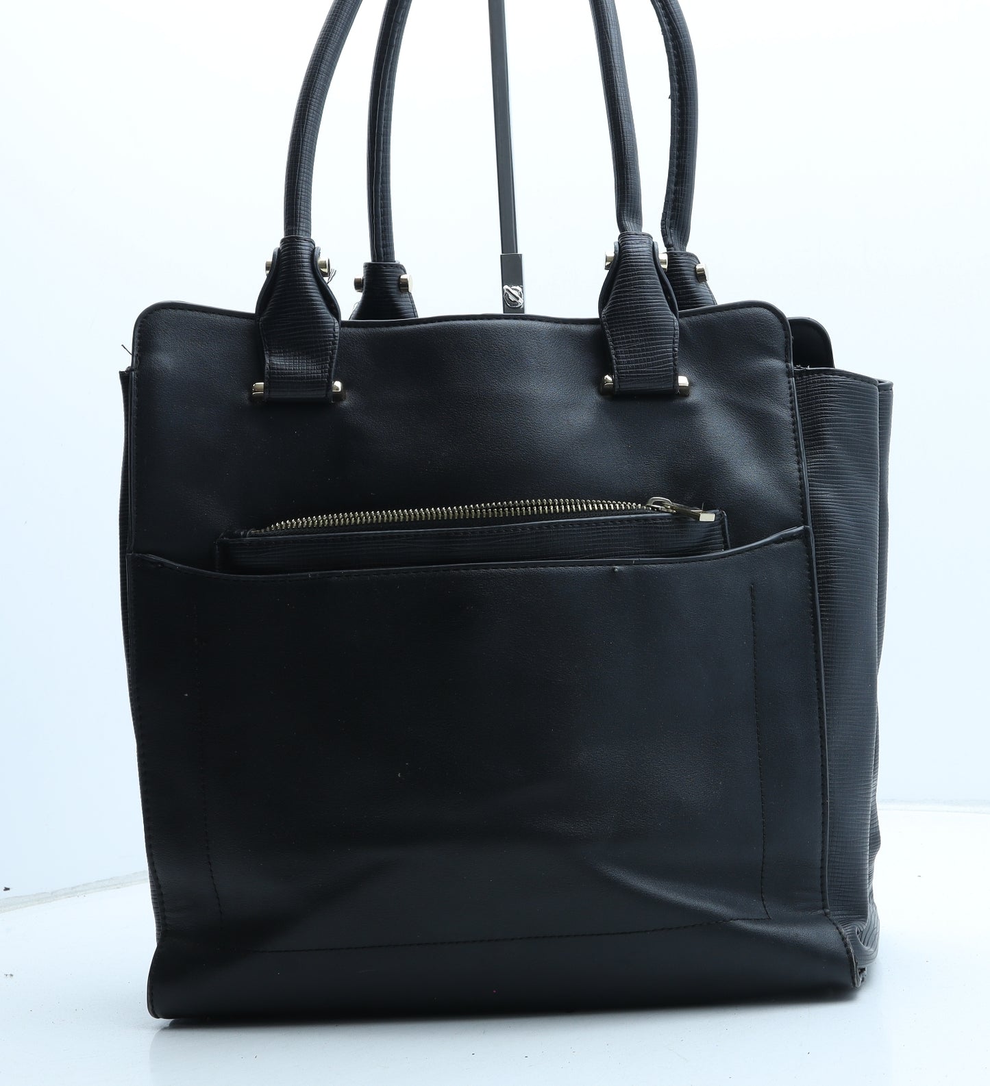 Linea Womens Black Polyurethane Top Handle Bag Size Medium