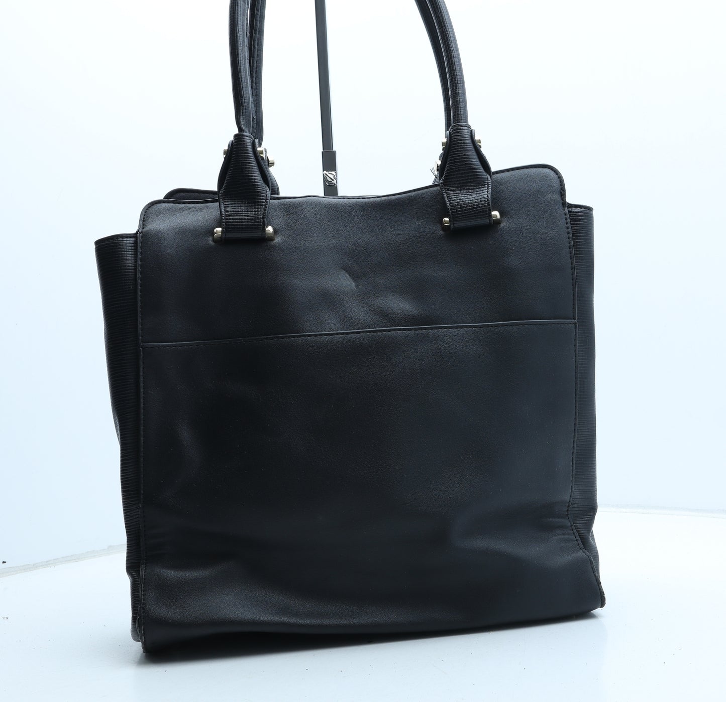 Linea Womens Black Polyurethane Top Handle Bag Size Medium