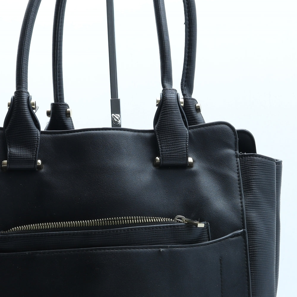 Linea Womens Black Polyurethane Top Handle Bag Size Medium