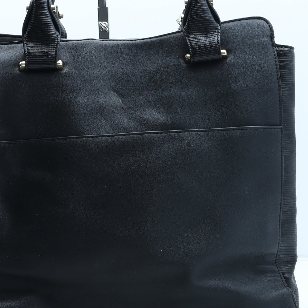 Linea Womens Black Polyurethane Top Handle Bag Size Medium