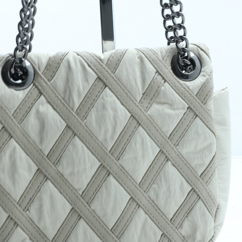 DMR Womens Beige Geometric Polyurethane Shoulder Bag Size Small