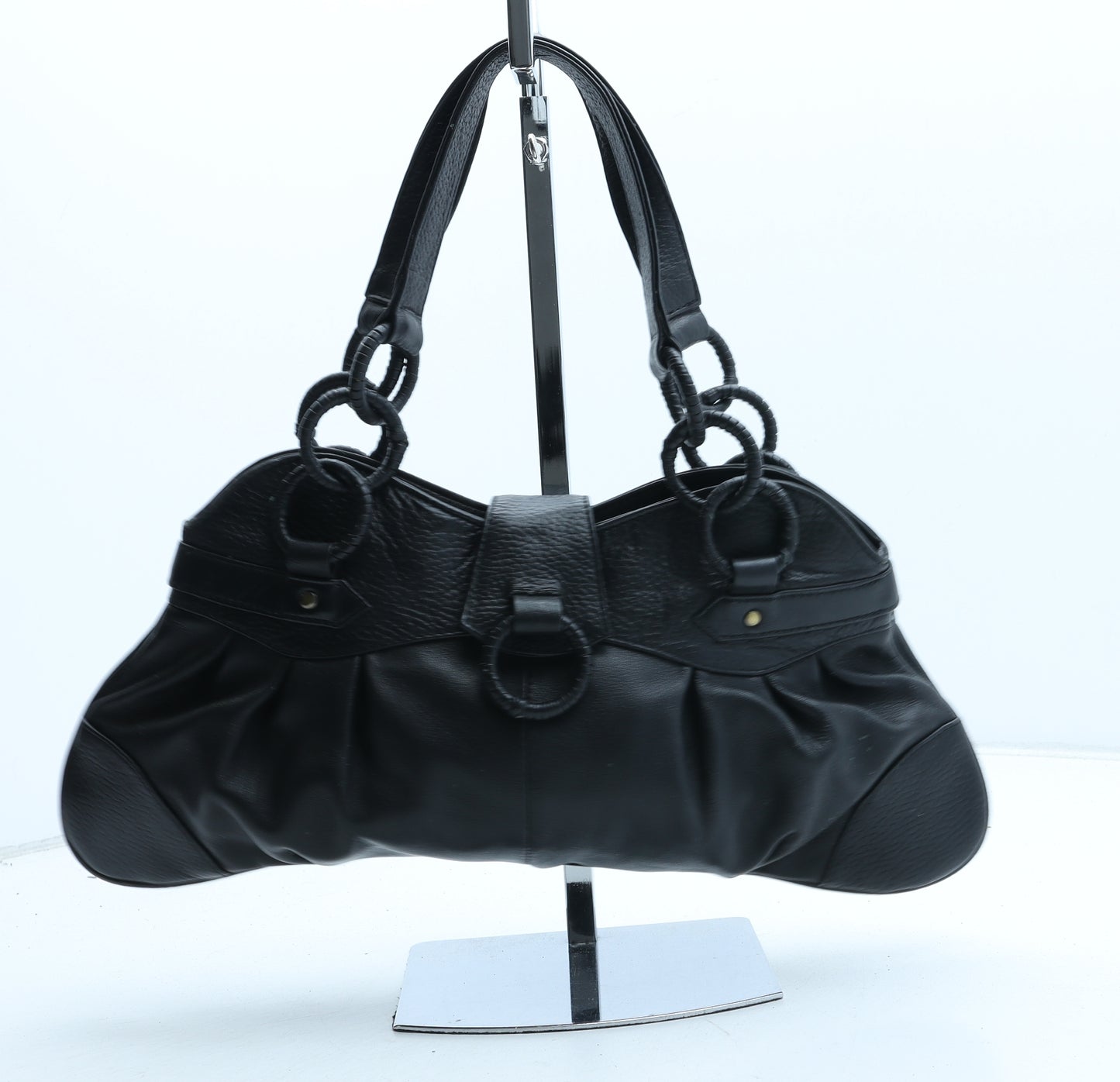Azure Womens Black Polyurethane Shoulder Bag Size Small