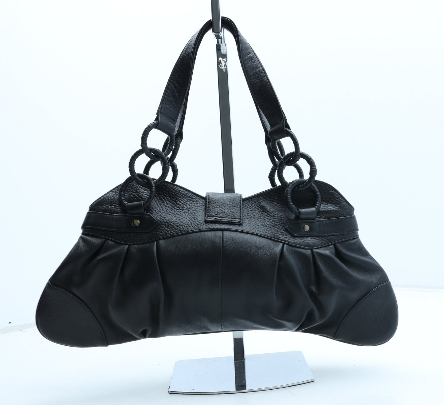Azure Womens Black Polyurethane Shoulder Bag Size Small