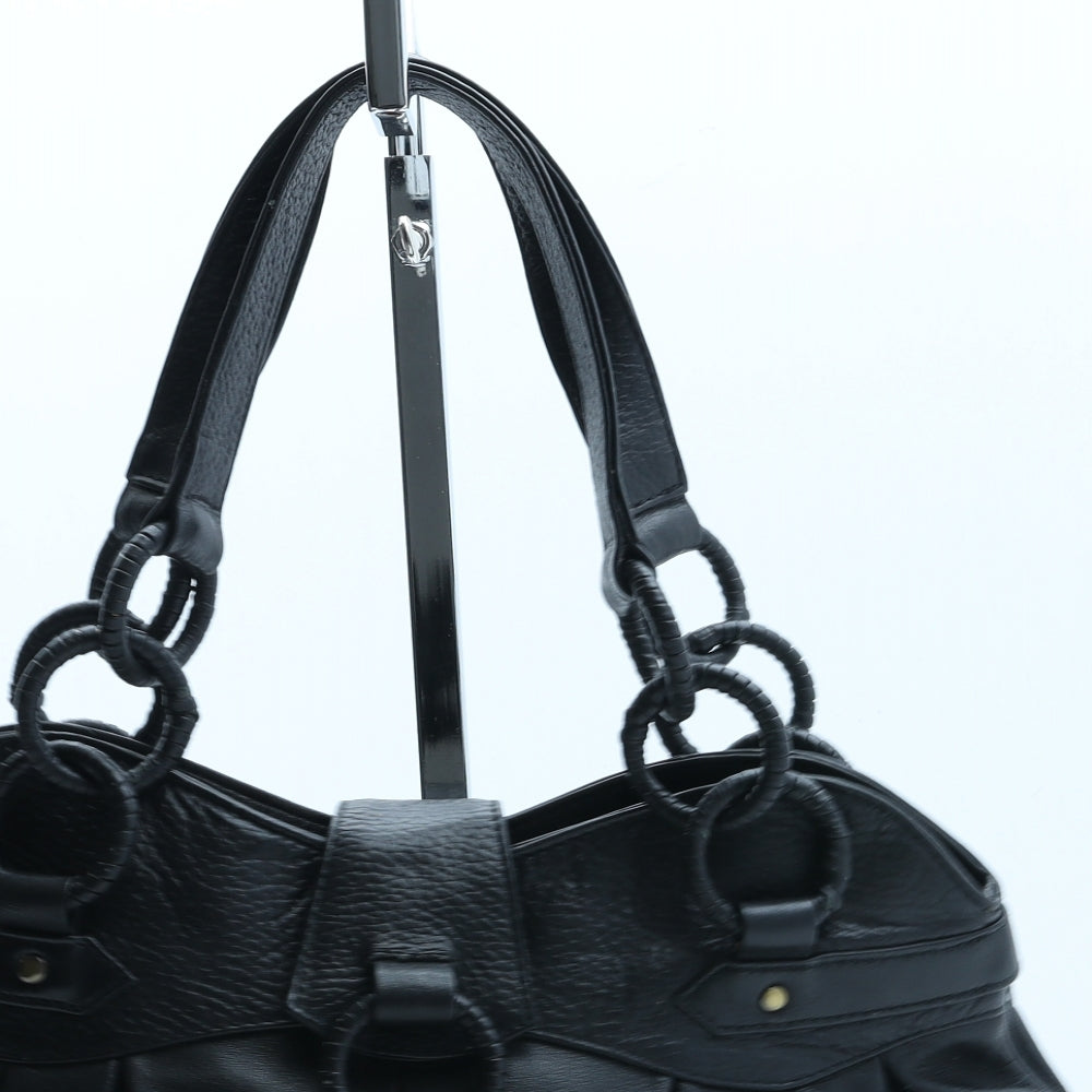 Azure Womens Black Polyurethane Shoulder Bag Size Small