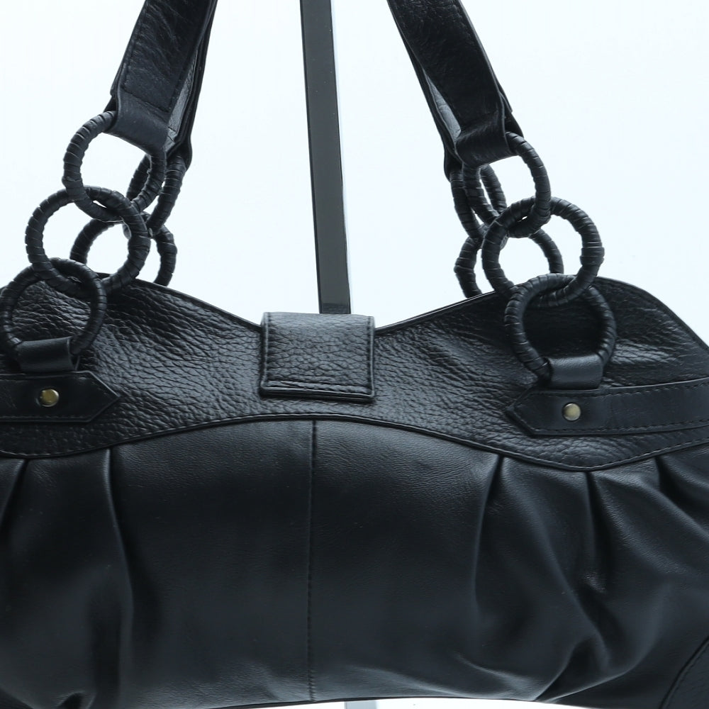 Azure Womens Black Polyurethane Shoulder Bag Size Small