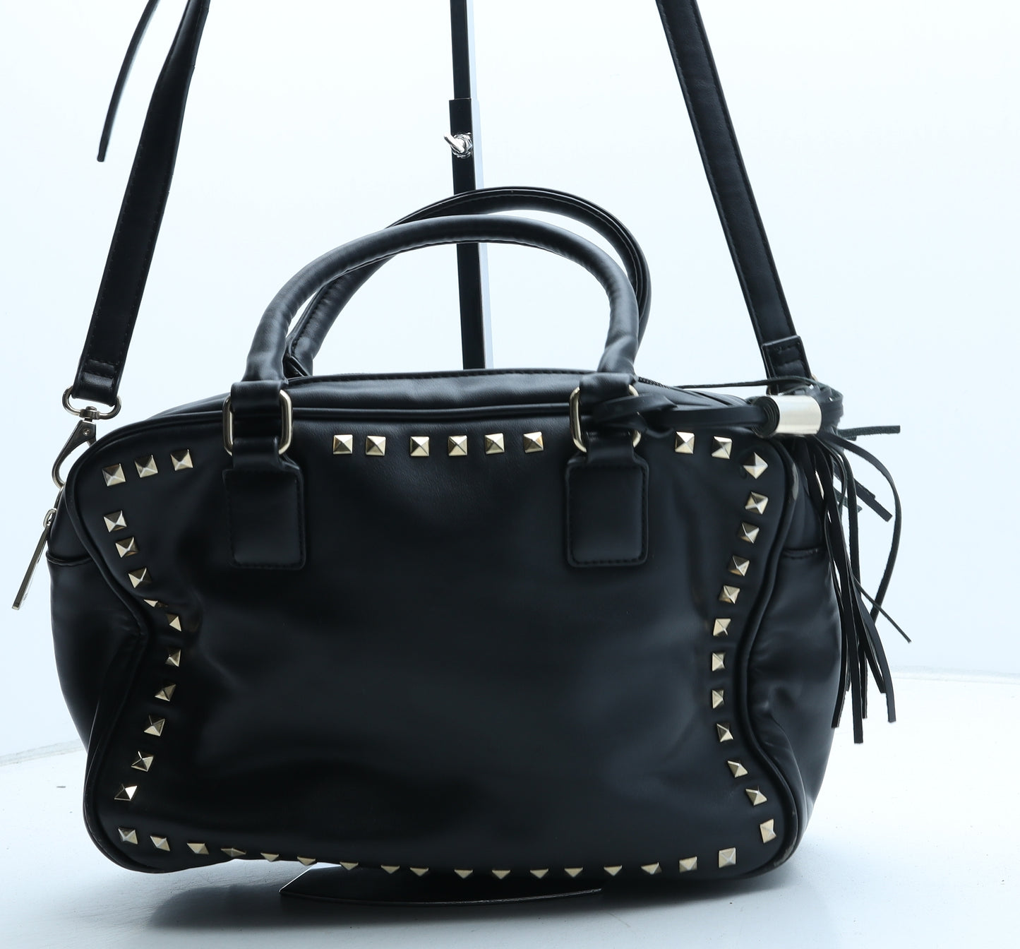 Vagg Womens Black Polyurethane Hobo Bag Size Medium