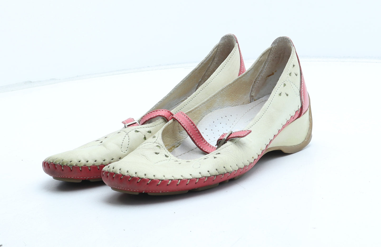 Moshulu Womens Beige Geometric Synthetic Mary Jane Casual UK 4 37 - UK Size Estimated 4