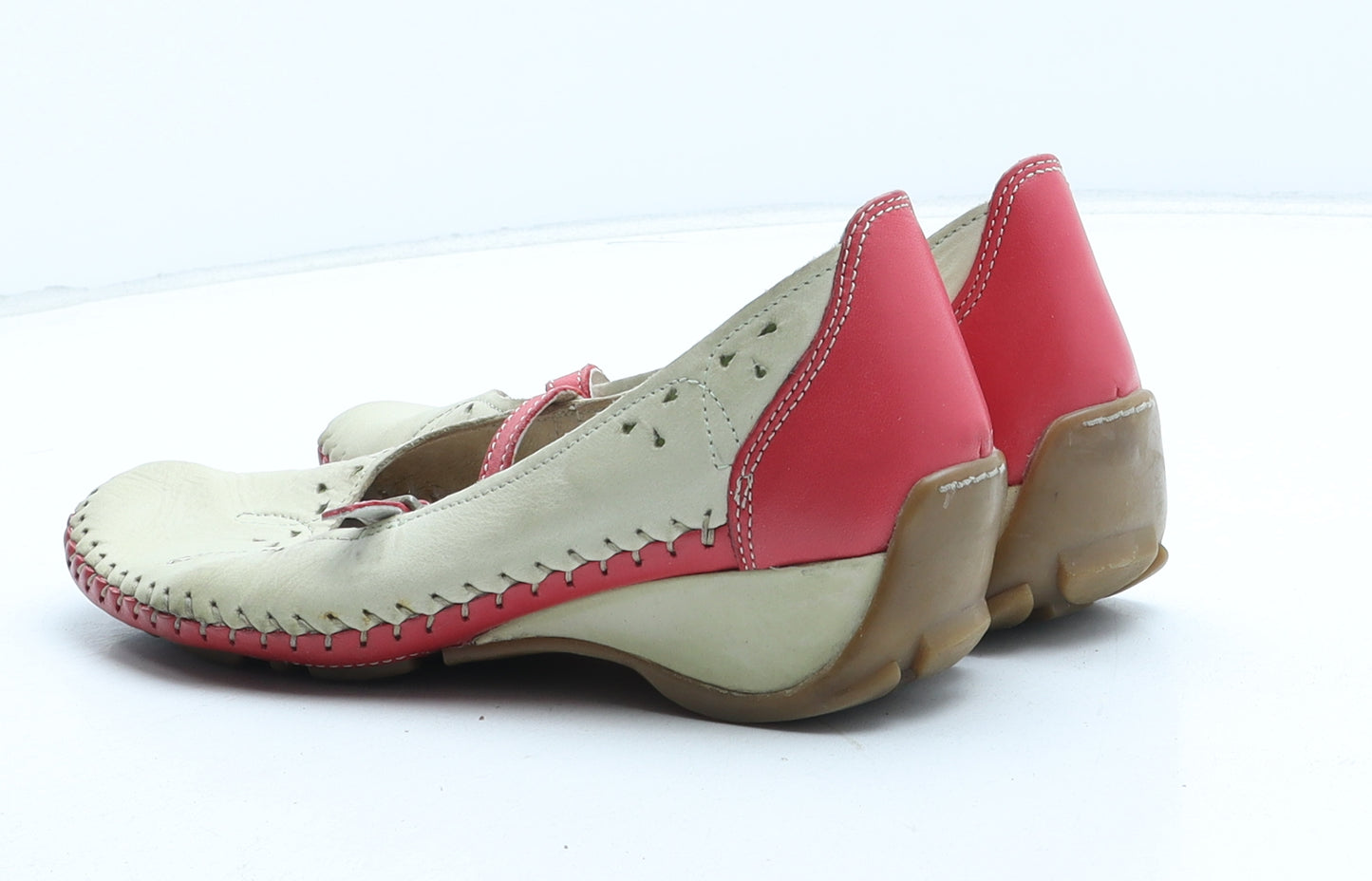 Moshulu Womens Beige Geometric Synthetic Mary Jane Casual UK 4 37 - UK Size Estimated 4