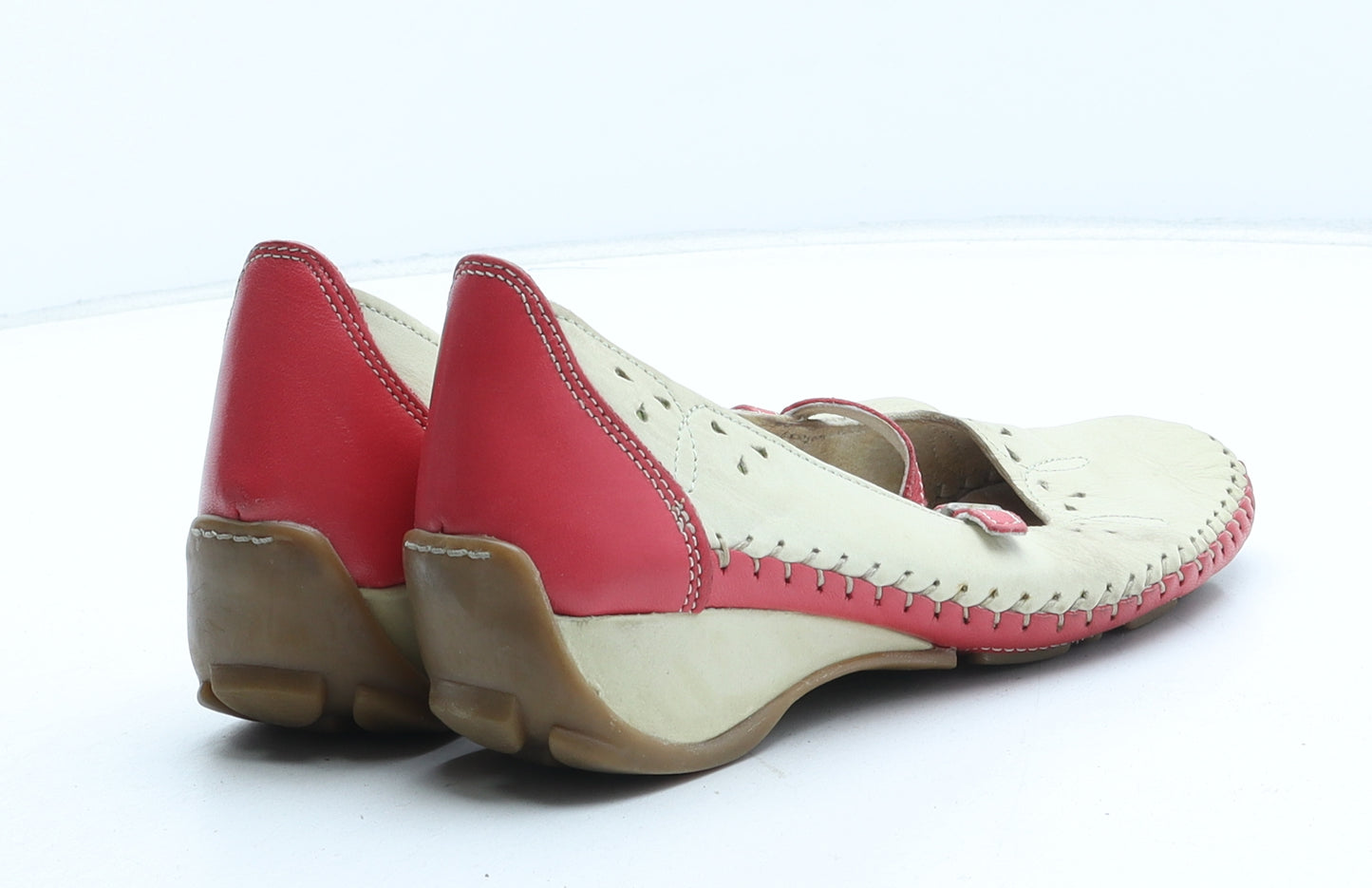 Moshulu Womens Beige Geometric Synthetic Mary Jane Casual UK 4 37 - UK Size Estimated 4