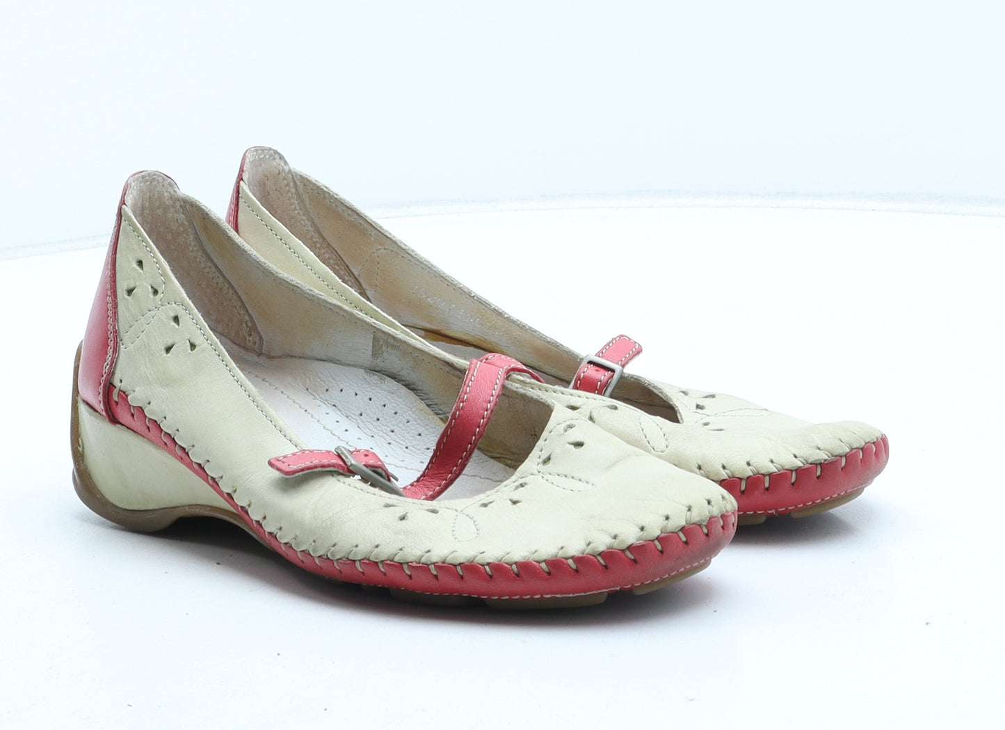 Moshulu Womens Beige Geometric Synthetic Mary Jane Casual UK 4 37 - UK Size Estimated 4