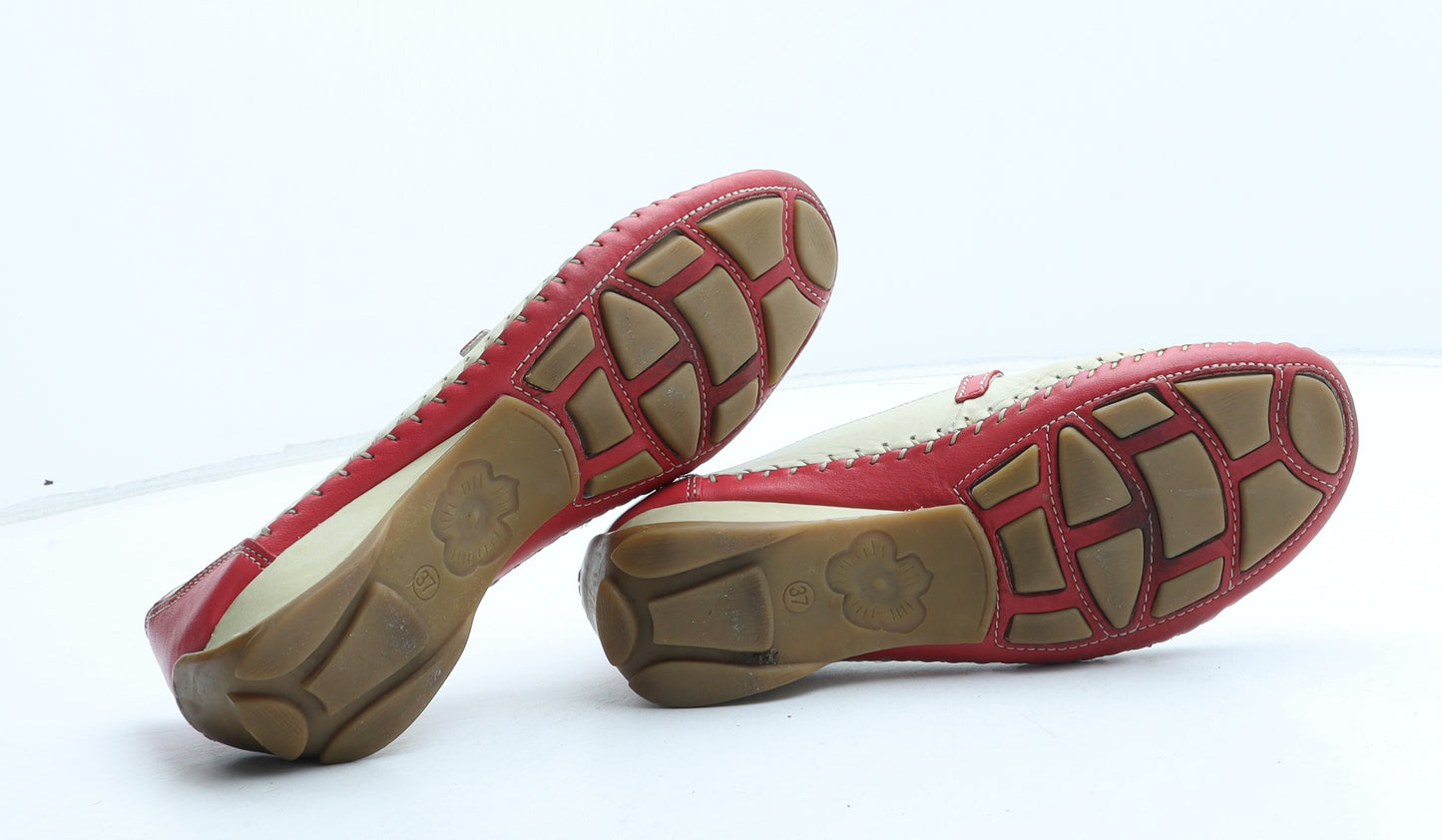Moshulu Womens Beige Geometric Synthetic Mary Jane Casual UK 4 37 - UK Size Estimated 4