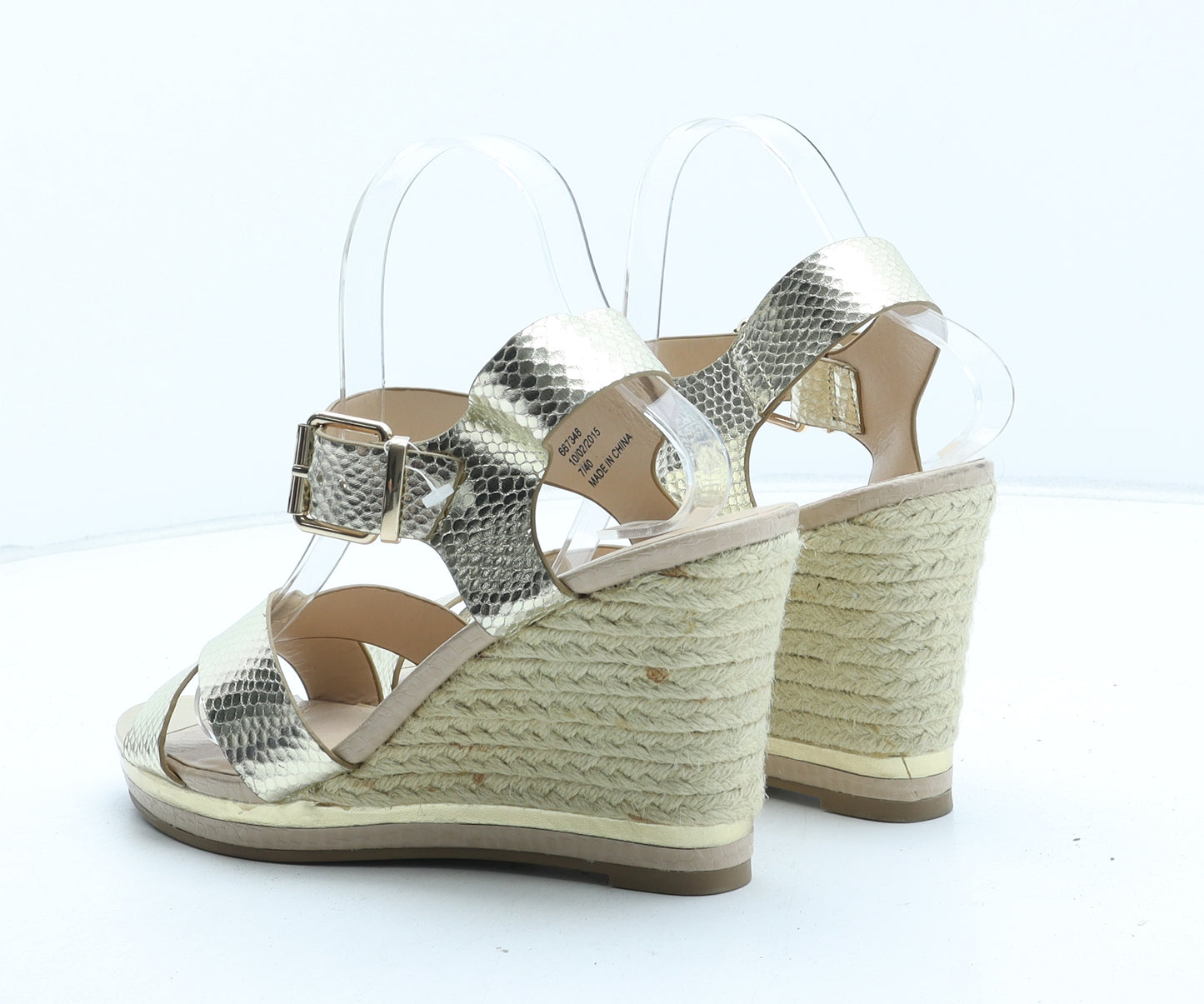 River Island Womens Gold Geometric Synthetic Espadrille Heel UK 7