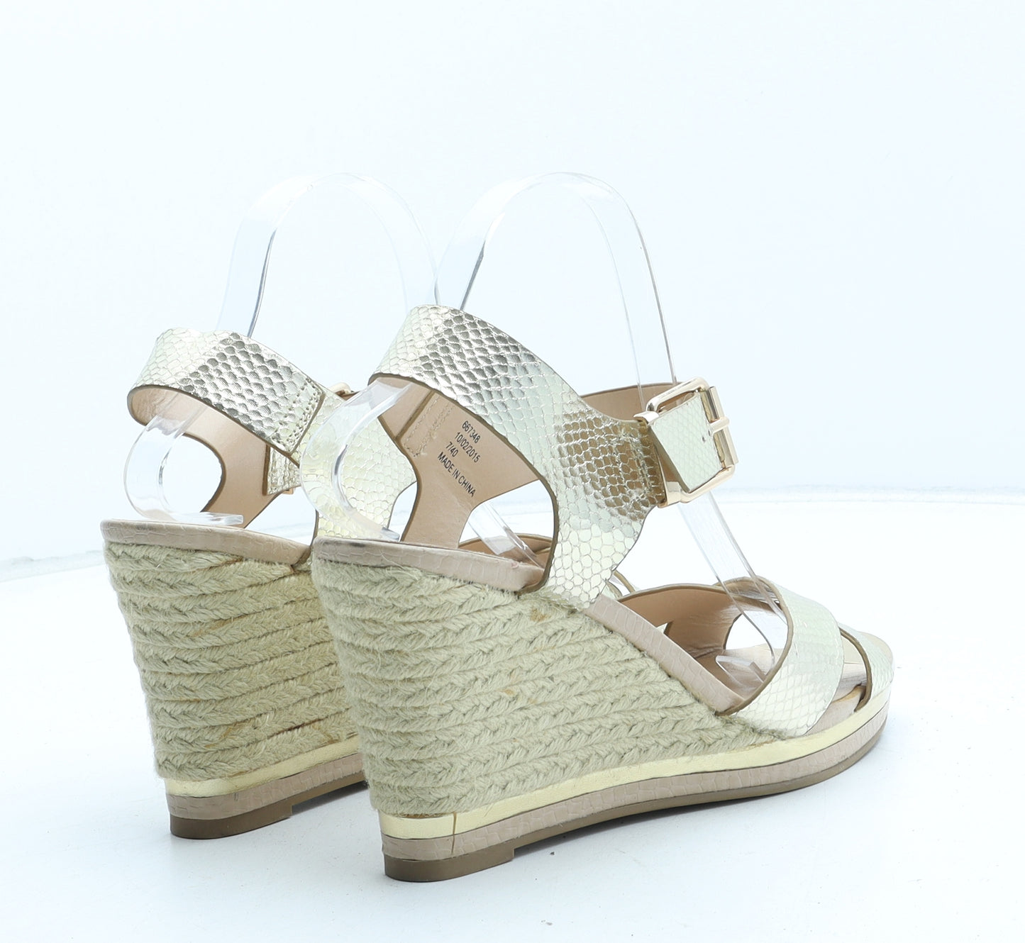 River Island Womens Gold Geometric Synthetic Espadrille Heel UK 7