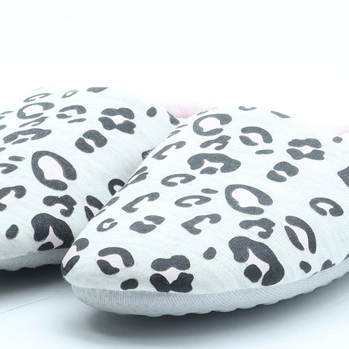 George Girls Grey Animal Print Polyester Slip On Slipper UK 11 - Leopard Print