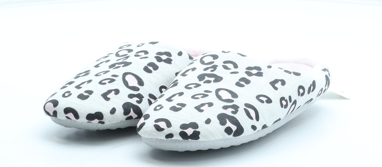 George Girls Grey Animal Print Polyester Slip On Slipper UK 11 - Leopard Print