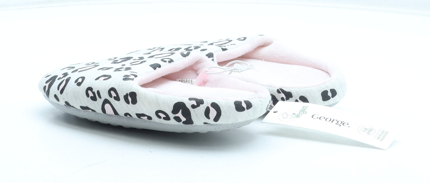 George Girls Grey Animal Print Polyester Slip On Slipper UK 11 - Leopard Print