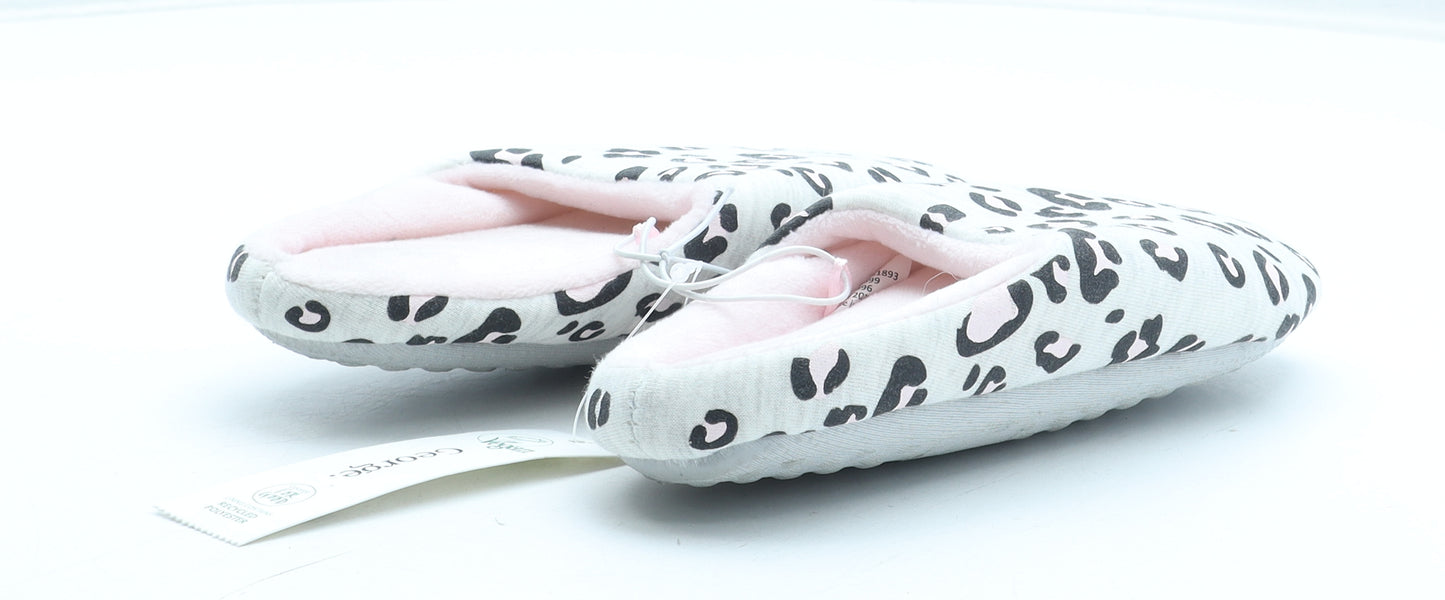 George Girls Grey Animal Print Polyester Slip On Slipper UK 11 - Leopard Print