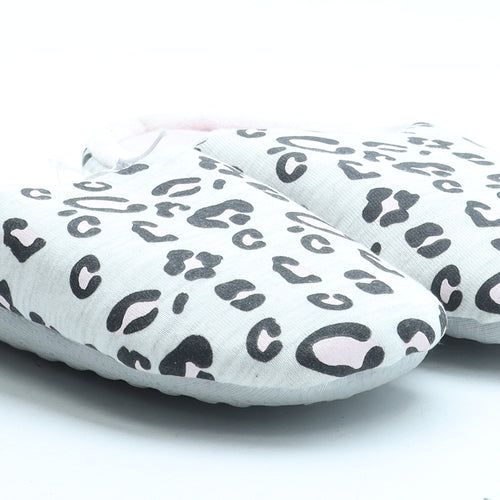George Girls Grey Animal Print Polyester Slip On Slipper UK 11 - Leopard Print
