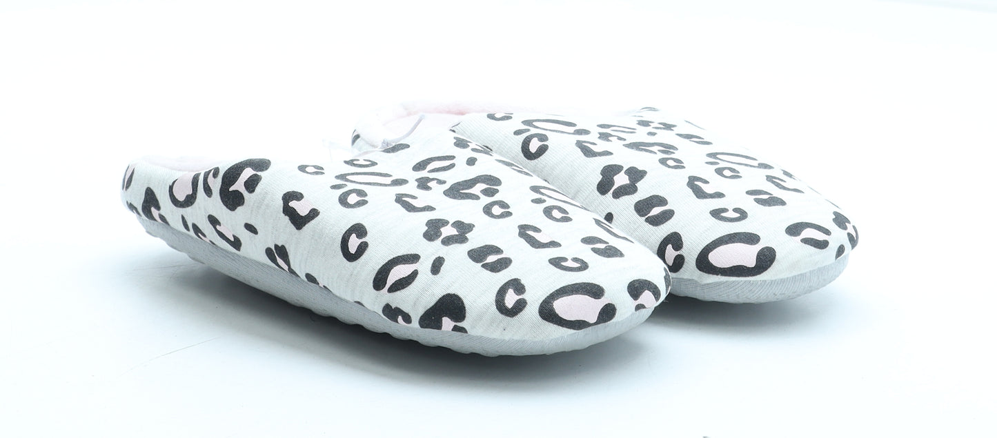 George Girls Grey Animal Print Polyester Slip On Slipper UK 11 - Leopard Print
