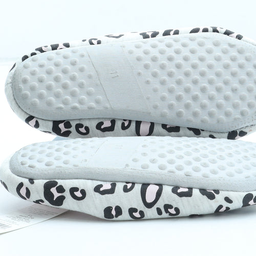 George Girls Grey Animal Print Polyester Slip On Slipper UK 11 - Leopard Print