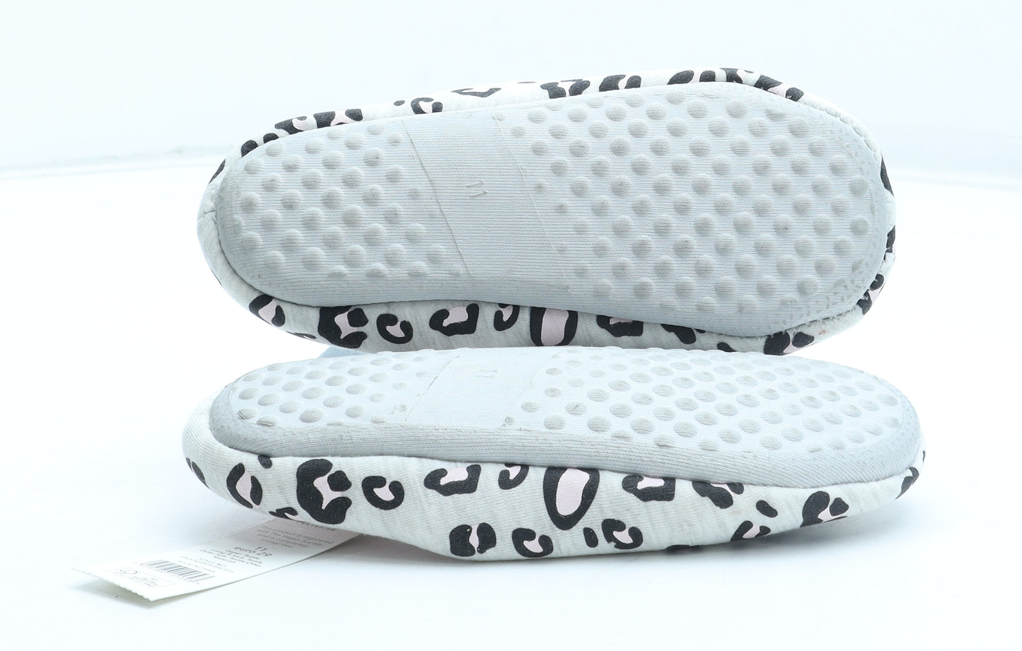 George Girls Grey Animal Print Polyester Slip On Slipper UK 11 - Leopard Print