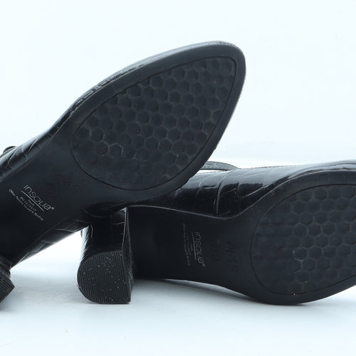Marks and Spencer Womens Black Leather Court Heel UK - Croc Texture