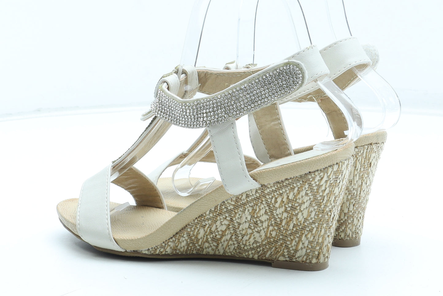 Encore Womens Beige Polyurethane Slingback Sandal UK