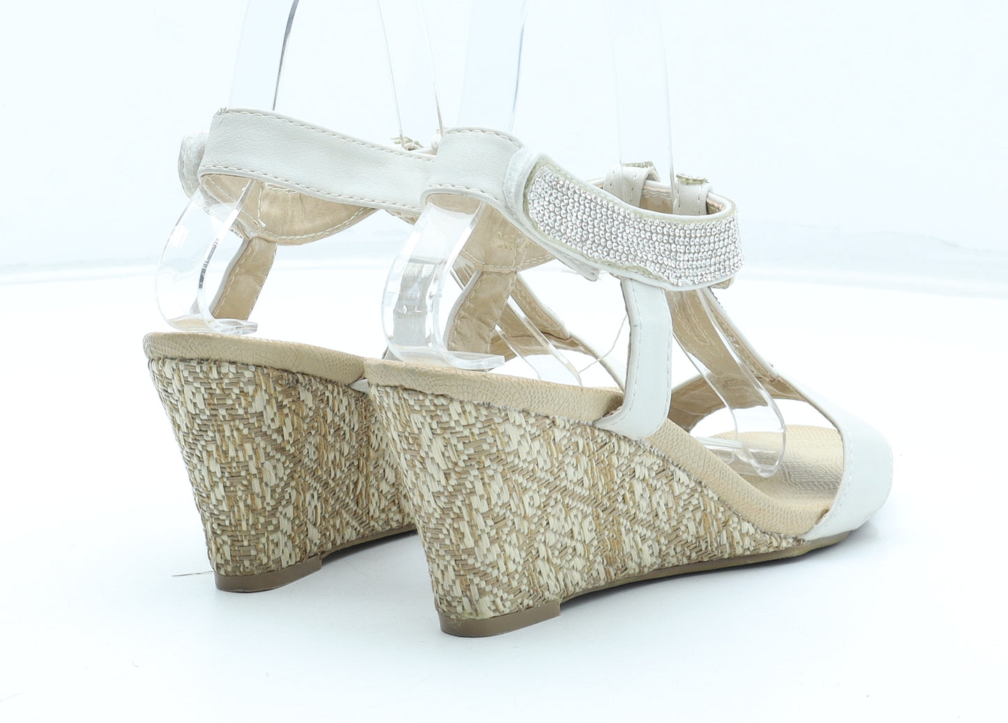 Encore Womens Beige Polyurethane Slingback Sandal UK