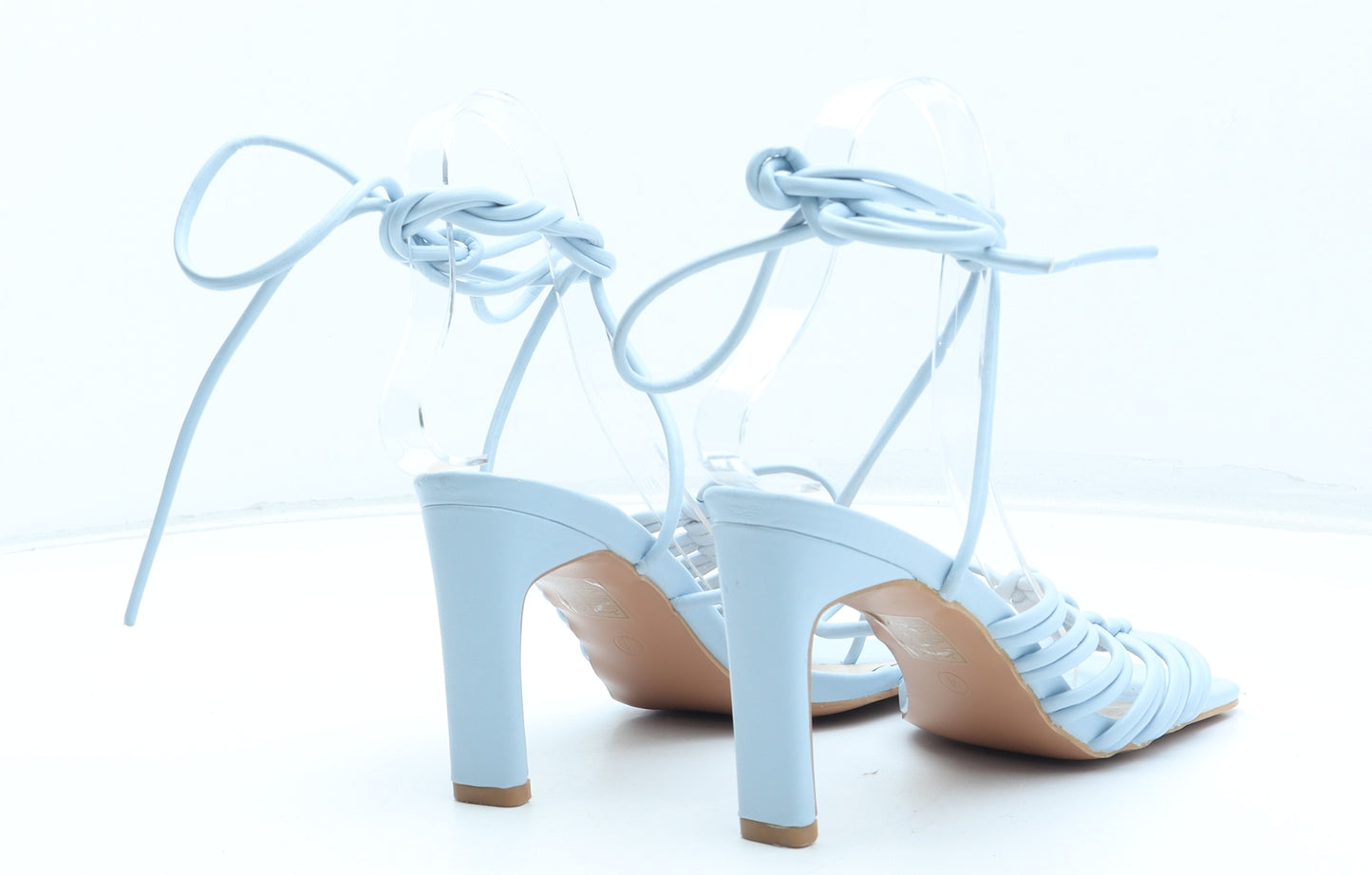PRETTYLITTLETHING Womens Blue Polyurethane Strappy Heel UK
