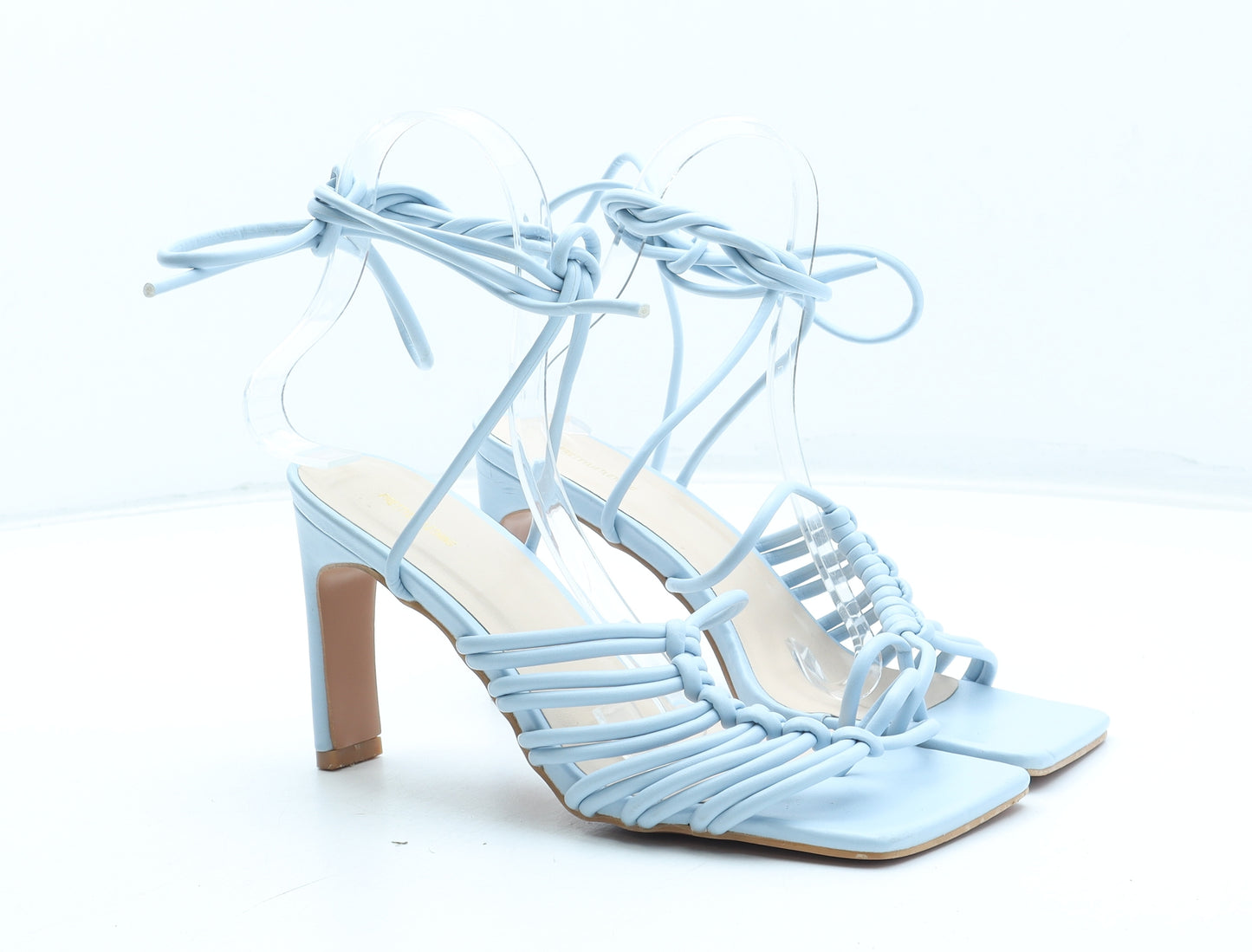 PRETTYLITTLETHING Womens Blue Polyurethane Strappy Heel UK