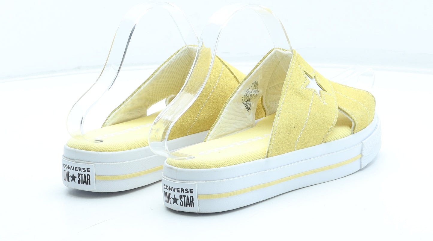 Converse Womens Yellow Leather Slip On Sandal UK - Star Detail