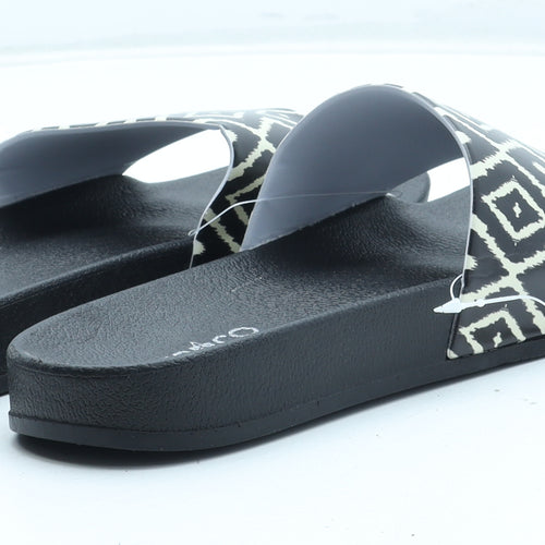 PEP&CO Womens Black Geometric Rubber Slider Sandal UK