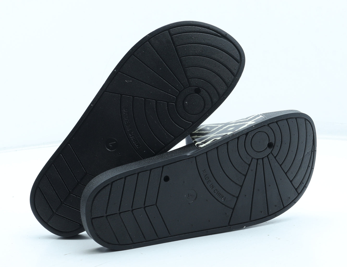 PEP&CO Womens Black Geometric Rubber Slider Sandal UK