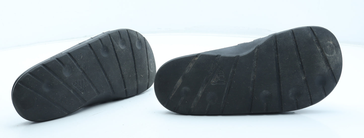 adidas Womens Black Striped Rubber Slider Sandal UK
