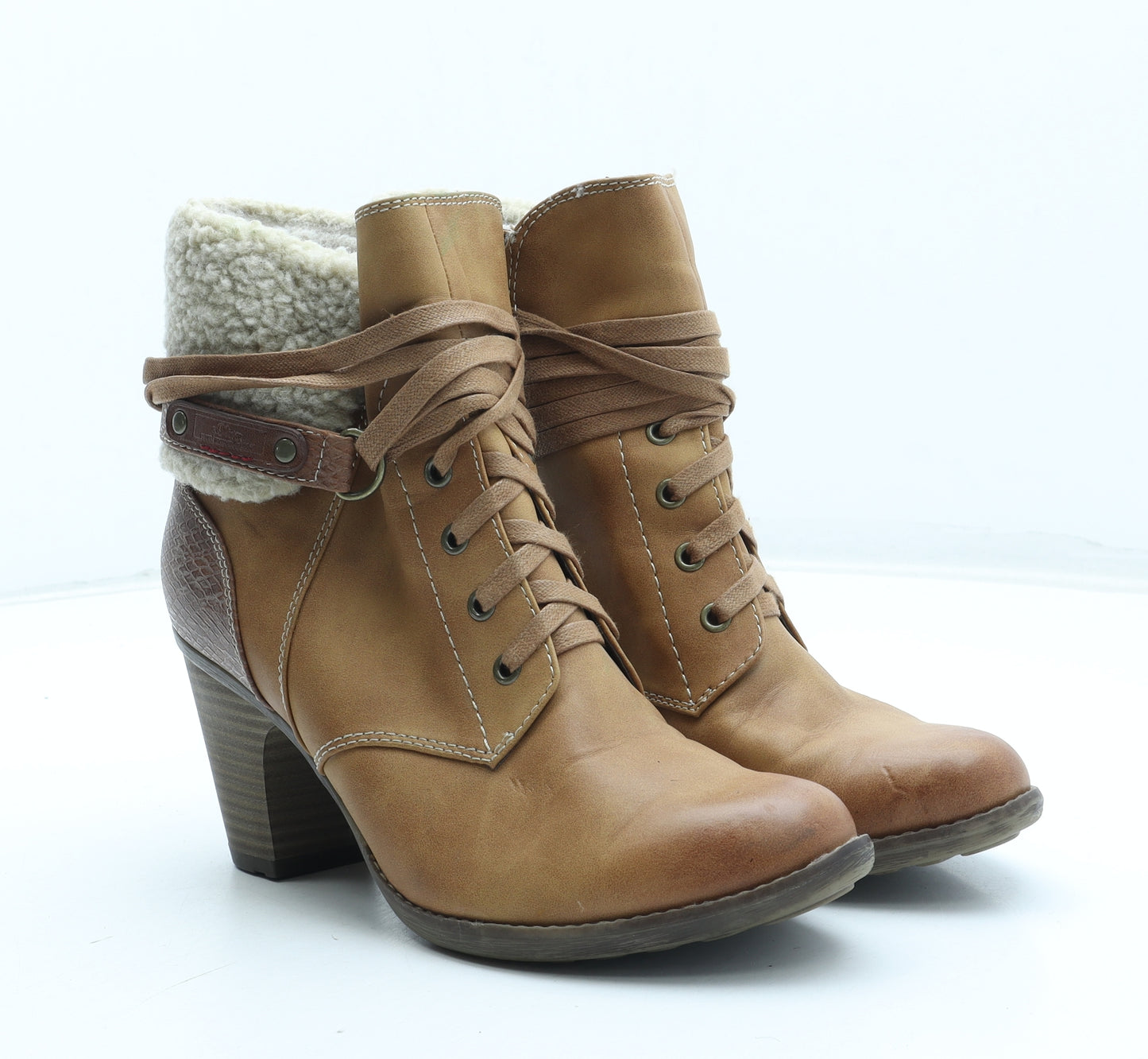 s.Oliver Womens Brown Leather Bootie Boot UK - Estimated UK Size 6