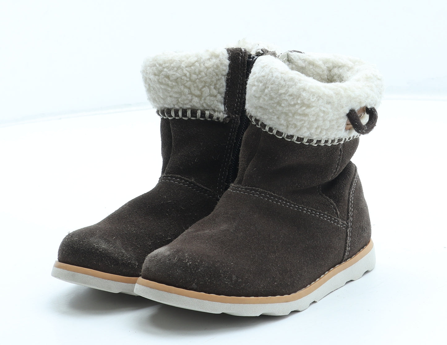 Clarks Girls Brown Polyester Shearling Style Boot UK 5.5