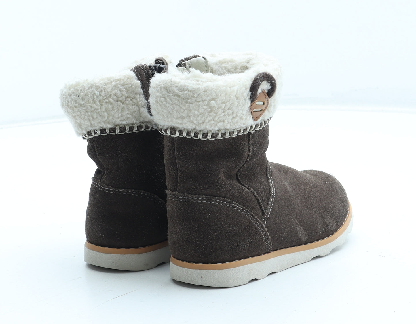 Clarks Girls Brown Polyester Shearling Style Boot UK 5.5