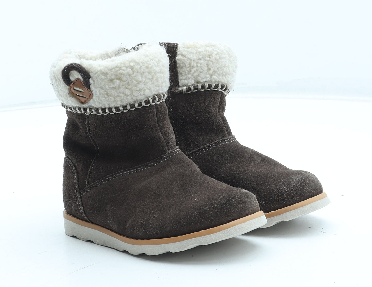 Clarks Girls Brown Polyester Shearling Style Boot UK 5.5