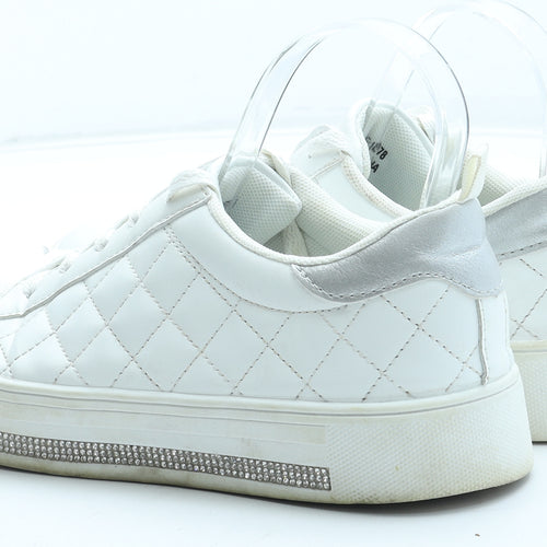 Primark Womens White Argyle/Diamond Polyurethane Trainer UK