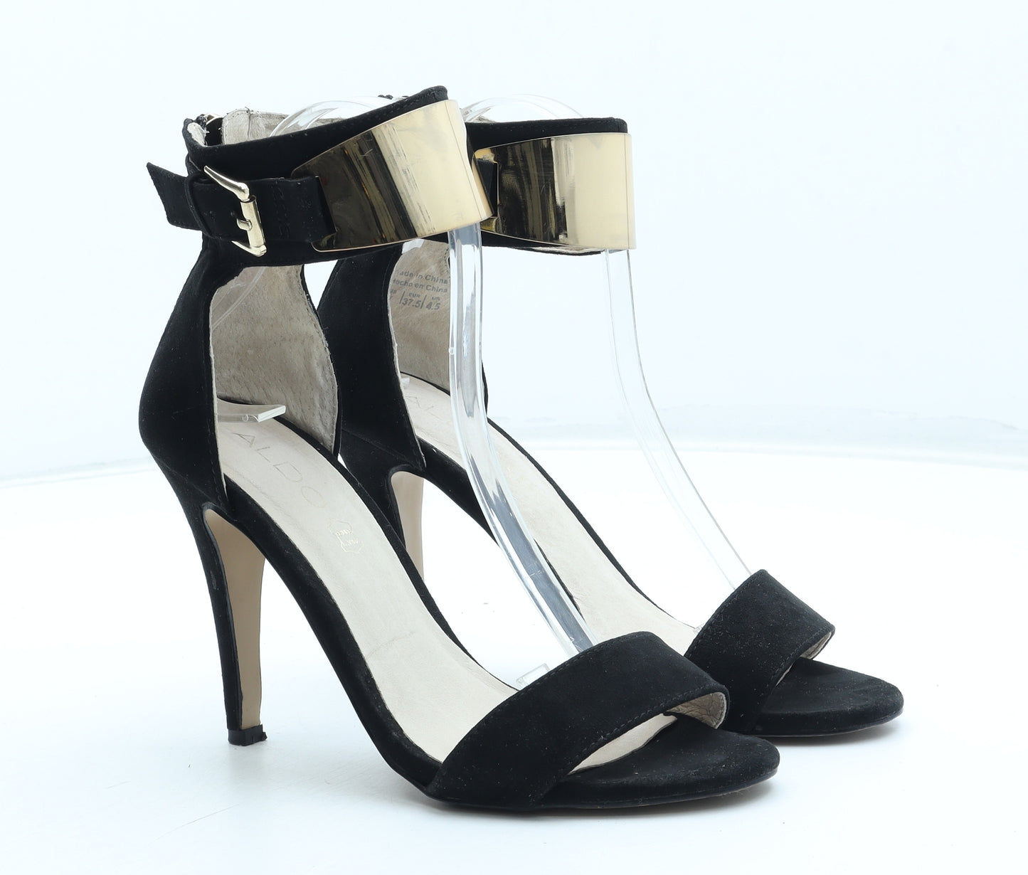 Aldo Womens Black Leather Strappy Heel UK